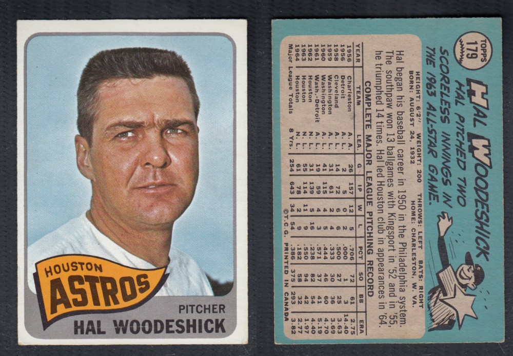 1965 O-PEE-CHEE BASEBALL CARD #179 H. WOODESCHICK photo