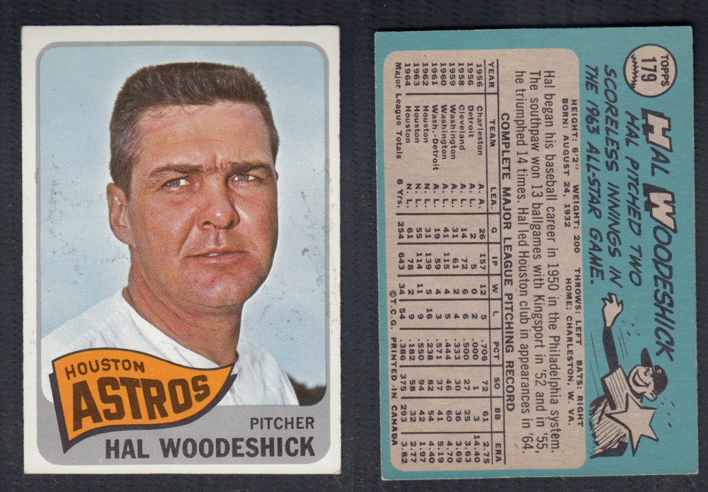 1965 O-PEE-CHEE BASEBALL CARD #179 H. WOODESCHICK photo