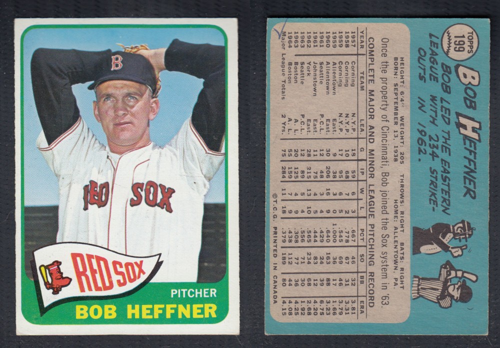 1965 O-PEE-CHEE BASEBALL CARD #199 B. HEFFNER photo