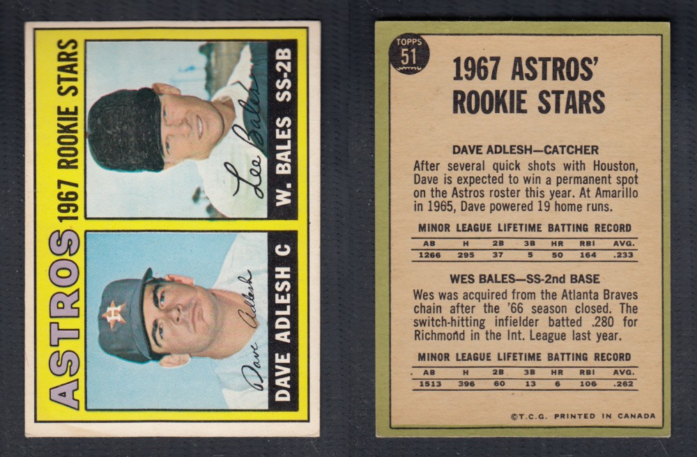 1967 O-PEE-CHEE BASEBALL CARD #51 ASTROS ROOKIE STARS photo