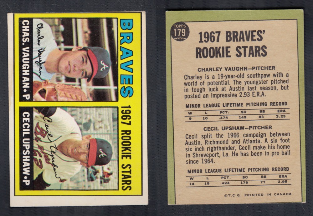 1967 O-PEE-CHEE BASEBALL CARD #179 BRAVES ROOKIE STARS photo