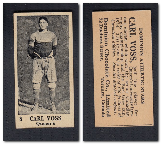 1925 V31 DOMINION CHOCOLATE #8 C. VOSS FOOTBALL CARD photo