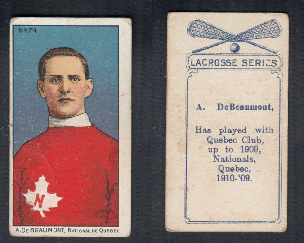 1910-11 C60 LACROSSE CARD #74 A. DEBEAUMONT photo