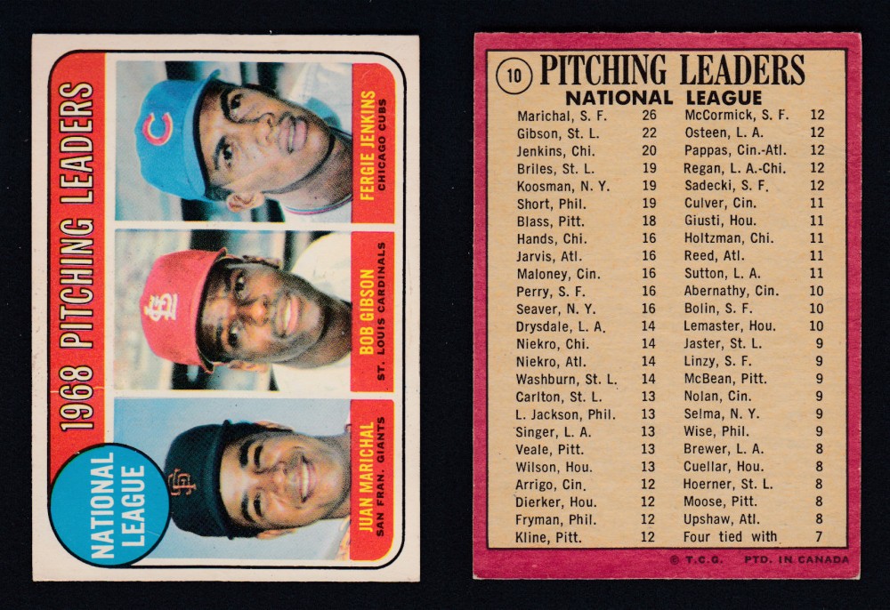 1969 O-PEE-CHEE BASEBALL CARD #10 PITCHING LEADERS photo