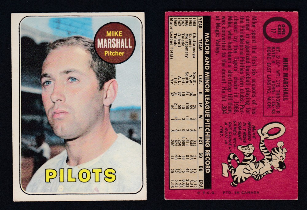 1969 O-PEE-CHEE BASEBALL CARD #17 M. MARSHALL photo