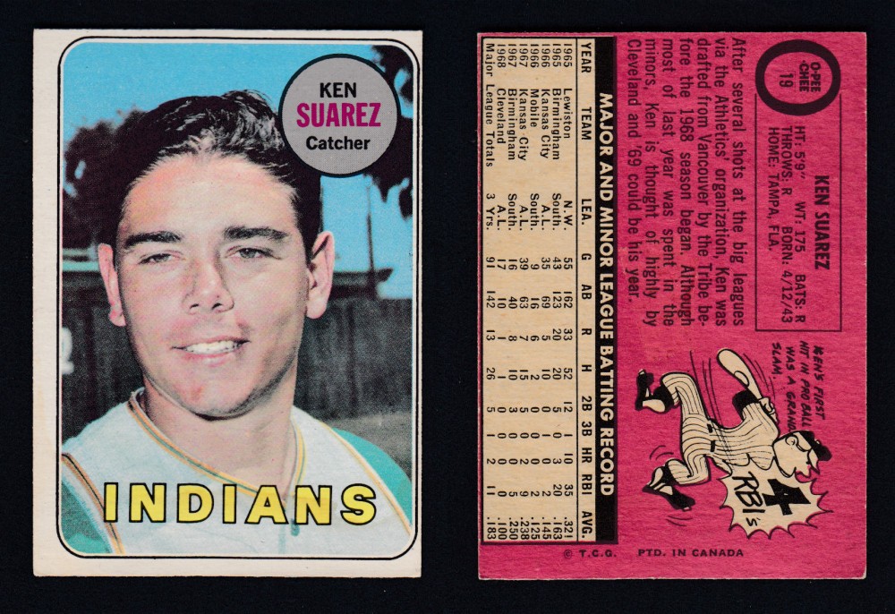 1969 O-PEE-CHEE BASEBALL CARD #19 K. SUAREZ photo