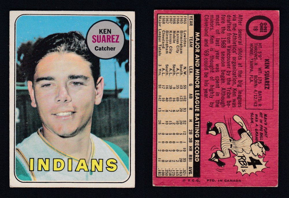 1969 O-PEE-CHEE BASEBALL CARD #19 K. SUAREZ photo