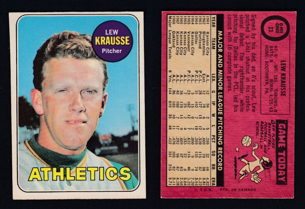 1969 O-PEE-CHEE BASEBALL CARD #23 L. KRAUSSE photo