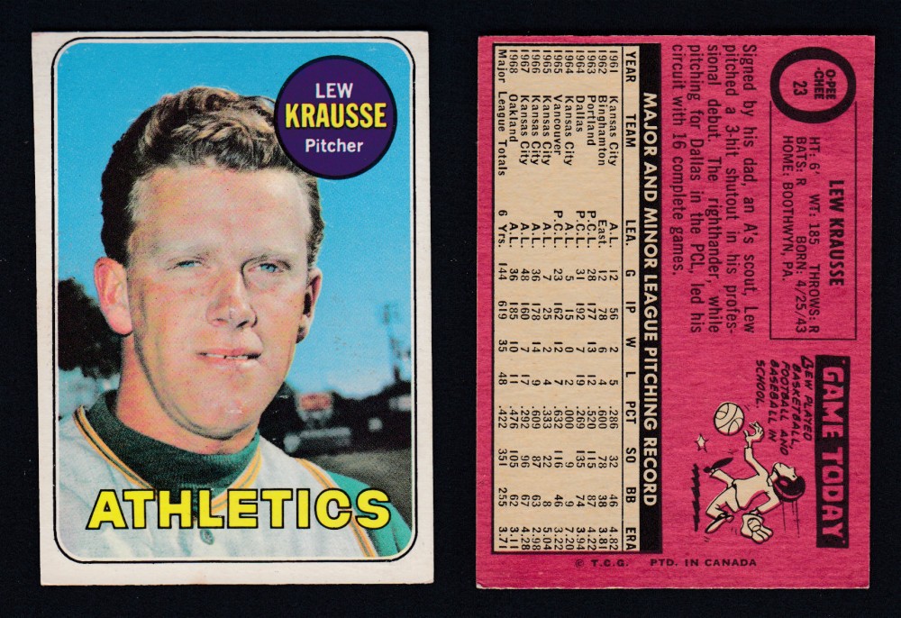 1969 O-PEE-CHEE BASEBALL CARD #23 L. KRAUSSE photo