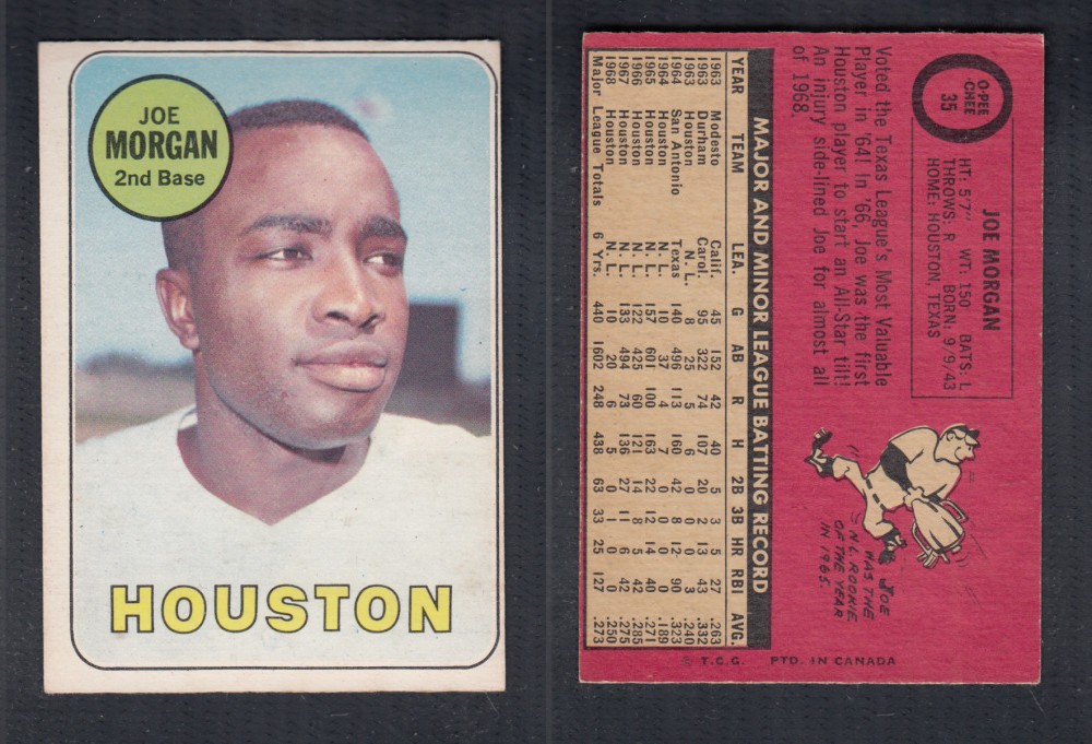 1969 O-PEE-CHEE BASEBALL CARD #35 J. MORGAN photo