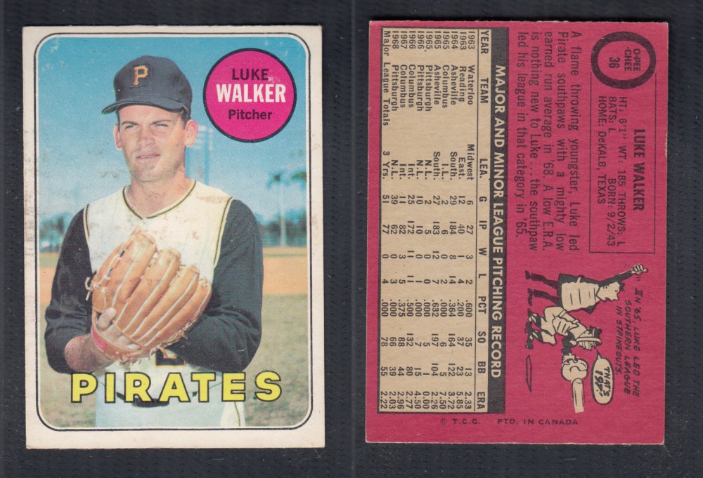 1969 O-PEE-CHEE BASEBALL CARD #36 L. WALKER photo