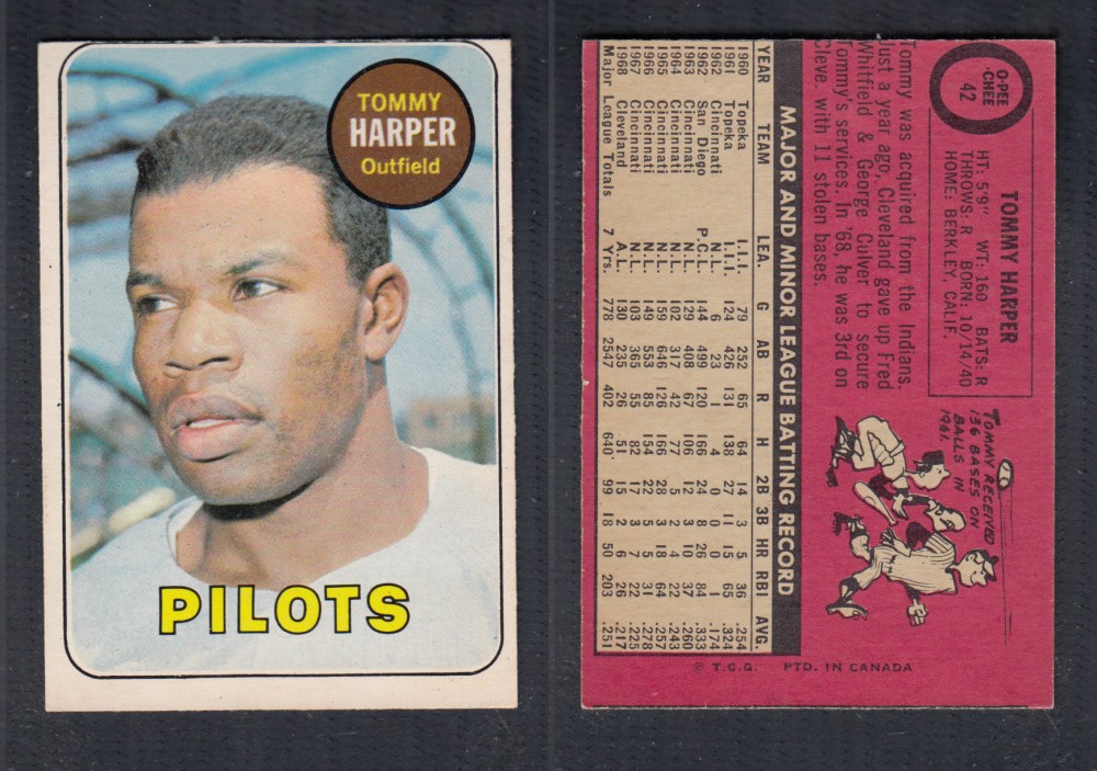 1969 O-PEE-CHEE BASEBALL CARD #42 T. HARPER photo