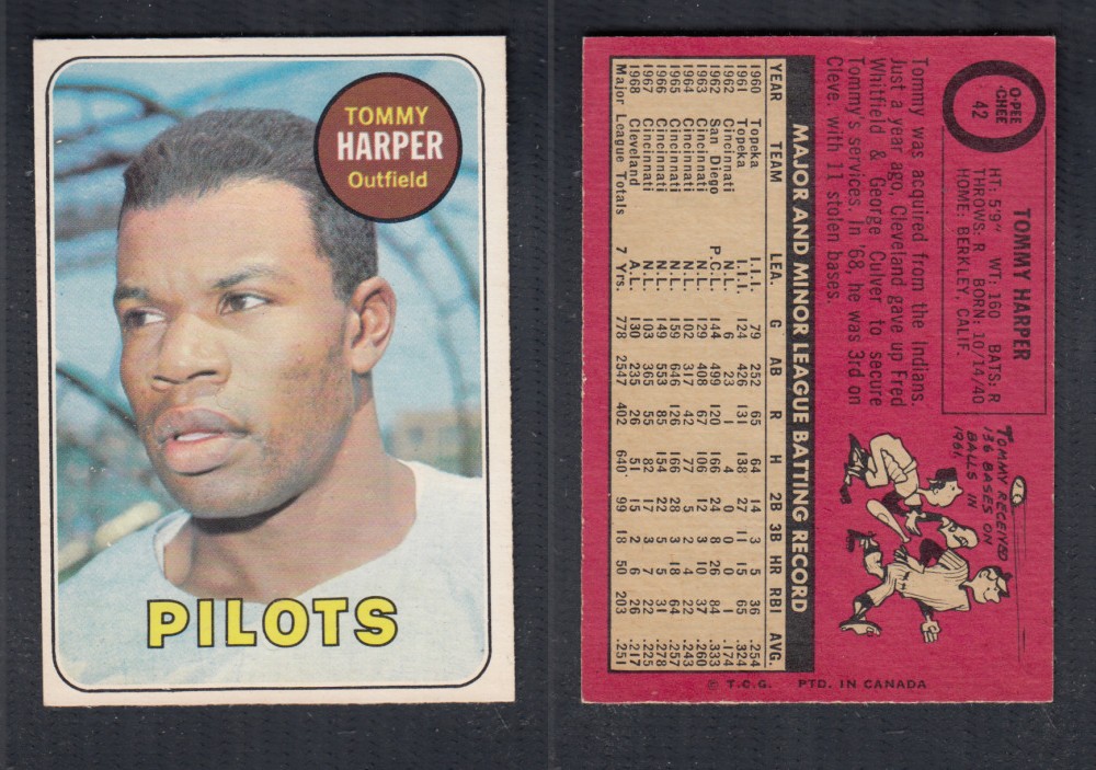 1969 O-PEE-CHEE BASEBALL CARD #42 T. HARPER photo