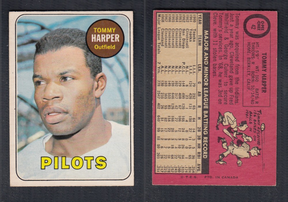 1969 O-PEE-CHEE BASEBALL CARD #42 T. HARPER photo