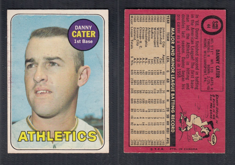 1969 O-PEE-CHEE BASEBALL CARD #44 D. CATER photo