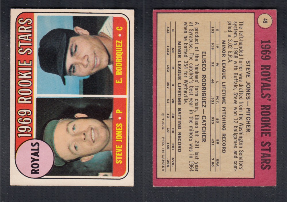 1969 O-PEE-CHEE BASEBALL CARD #49 ROYALS' ROOKIE STARS photo