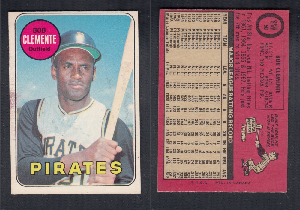 1969 O-PEE-CHEE BASEBALL CARD #50 B. CLEMENTE photo