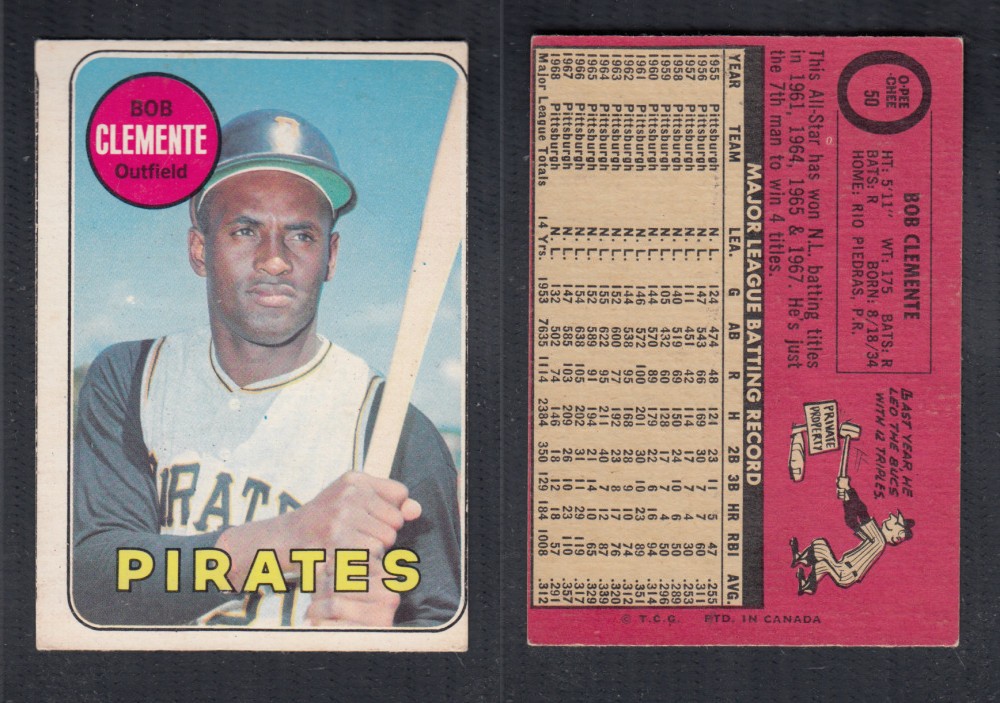 1969 O-PEE-CHEE BASEBALL CARD #50 B. CLEMENTE photo