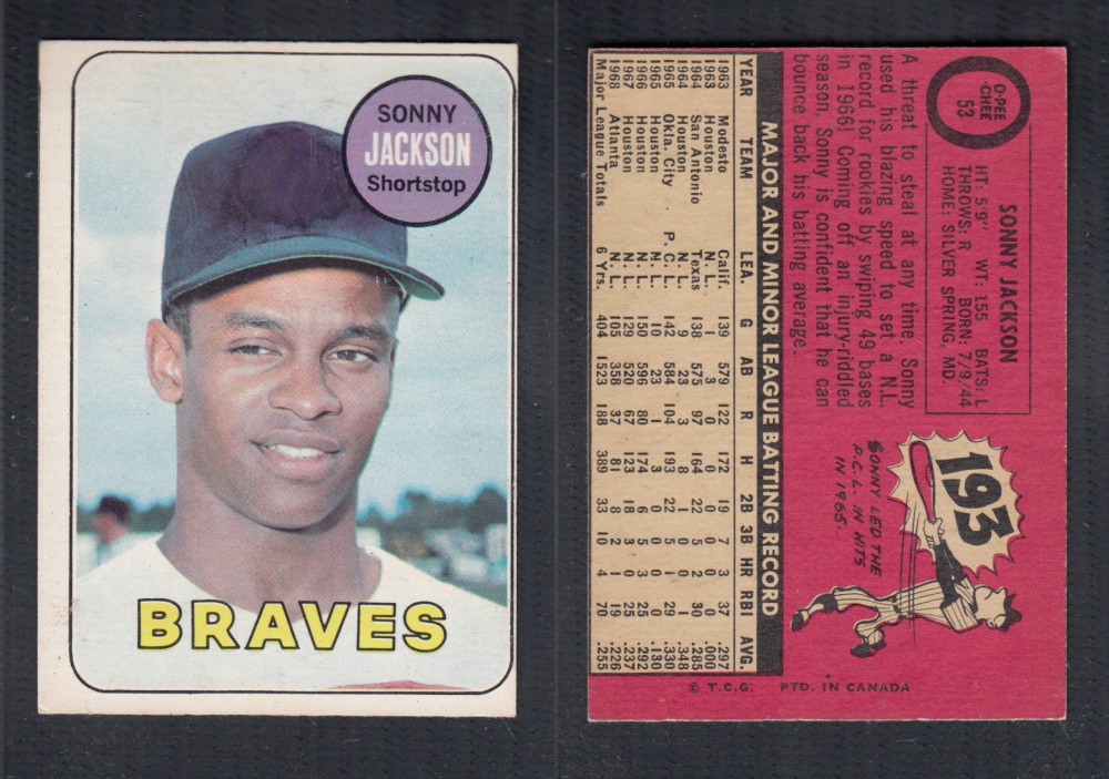 1969 O-PEE-CHEE BASEBALL CARD #53 S. JACKSON photo