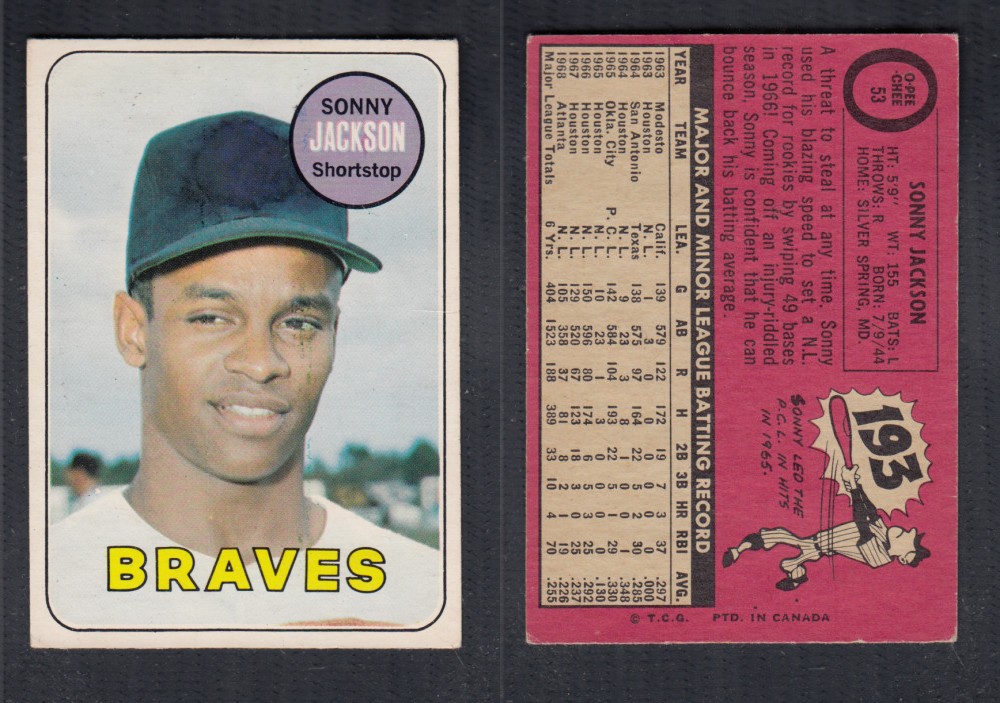 1969 O-PEE-CHEE BASEBALL CARD #53 S. JACKSON photo