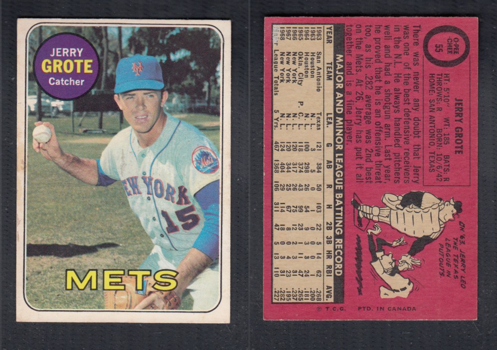 1969 O-PEE-CHEE BASEBALL CARD #55 J. GROTTE photo