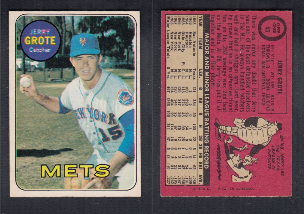 1969 O-PEE-CHEE BASEBALL CARD #55 J. GROTTE photo