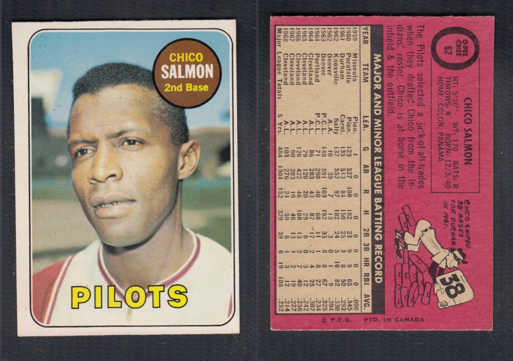 1969 O-PEE-CHEE BASEBALL CARD #62 C. SALMON photo