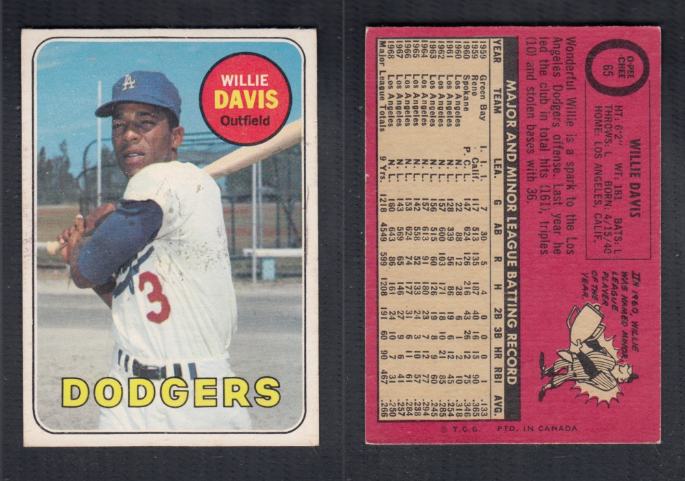 1969 O-PEE-CHEE BASEBALL CARD #65 W. DAVIS photo