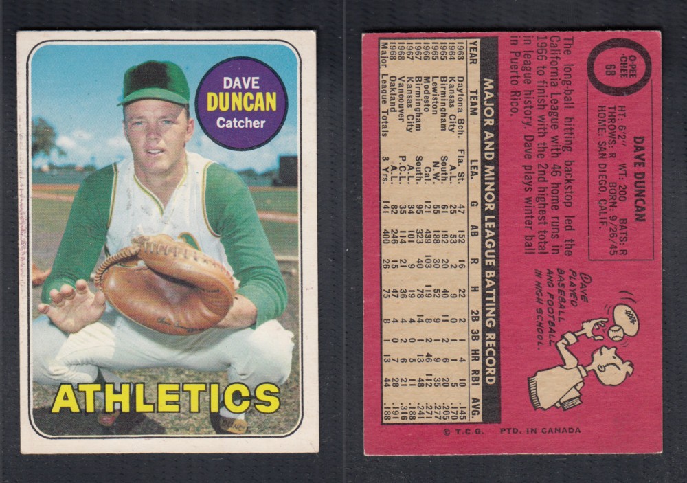 1969 O-PEE-CHEE BASEBALL CARD #68 D. DUNCAN photo