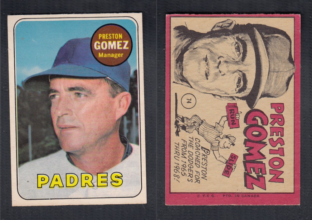 1969 O-PEE-CHEE BASEBALL CARD #74 P. GOMEZ photo