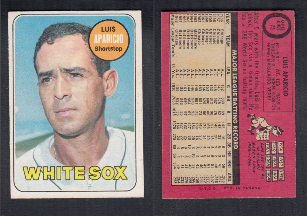 1969 O-PEE-CHEE BASEBALL CARD #75 L. APARICIO photo