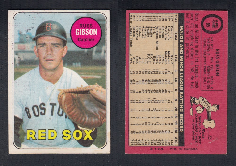 1969 O-PEE-CHEE BASEBALL CARD #89 R. GIBSON photo