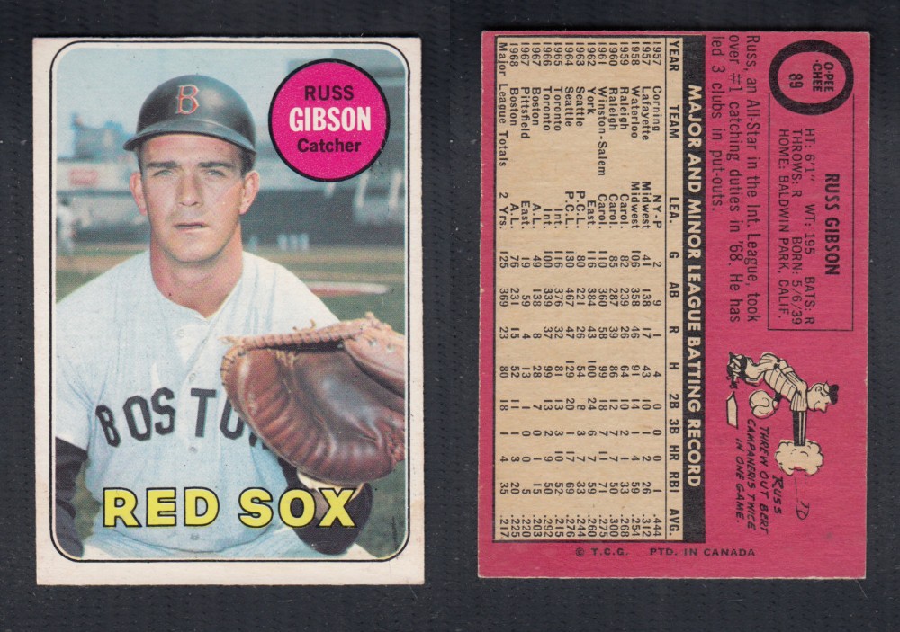 1969 O-PEE-CHEE BASEBALL CARD #89 R. GIBSON photo