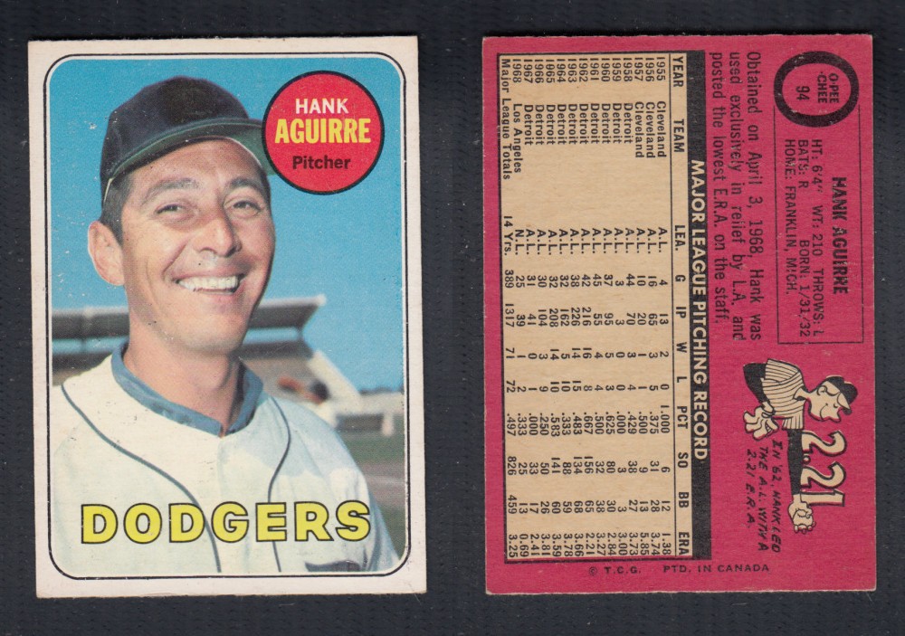 1969 O-PEE-CHEE BASEBALL CARD #94 H. AGUIRRE photo