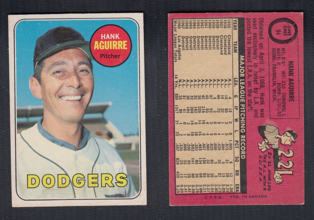 1969 O-PEE-CHEE BASEBALL CARD #94 H. AGUIRRE photo