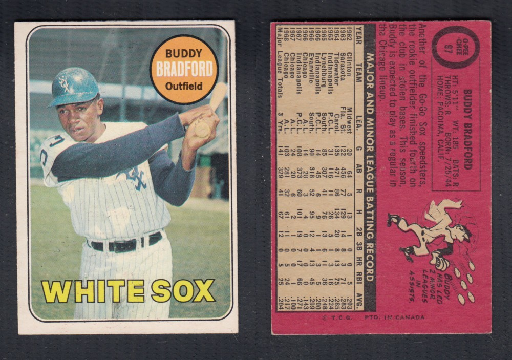 1969 O-PEE-CHEE BASEBALL CARD #97 B. BRADFORD photo