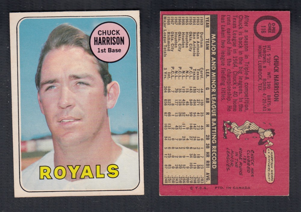 1969 O-PEE-CHEE BASEBALL CARD #116 C. HARRISON photo