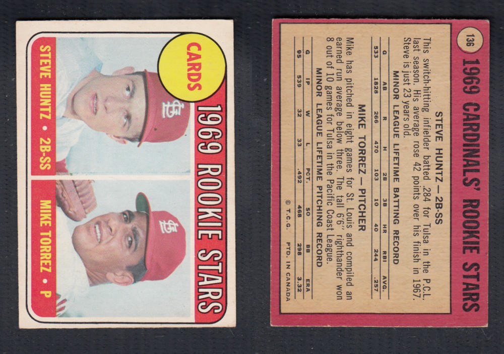 1969 O-PEE-CHEE BASEBALL CARD #136 CARDINAL'S ROOKIE STARS photo