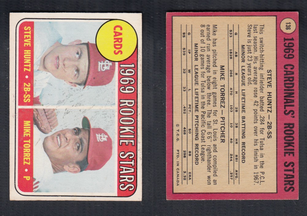 1969 O-PEE-CHEE BASEBALL CARD #136 CARDINAL'S ROOKIE STARS photo