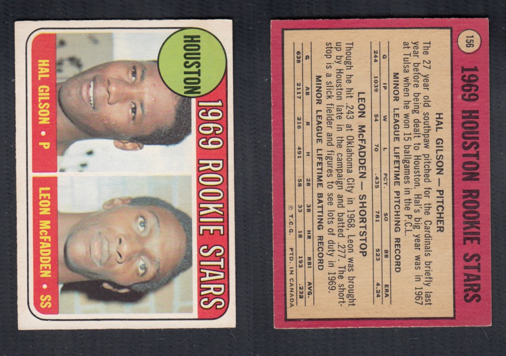 1969 O-PEE-CHEE BASEBALL CARD #156 HOUSTON ROOKIE STARS photo