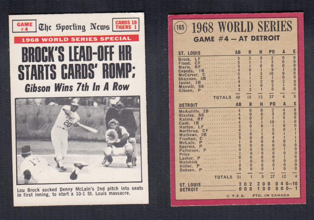 1969 O-PEE-CHEE BASEBALL CARD #165 1968 WORLD SERIES GAME #4 photo