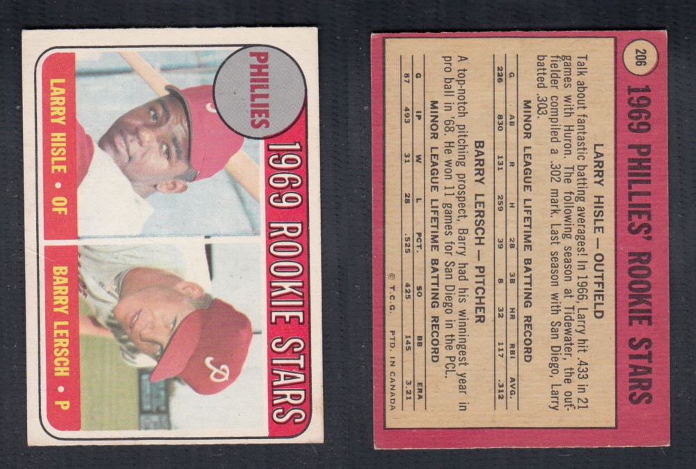 1969 O-PEE-CHEE BASEBALL CARD #206 PHILLIES' ROOKIE STARS photo