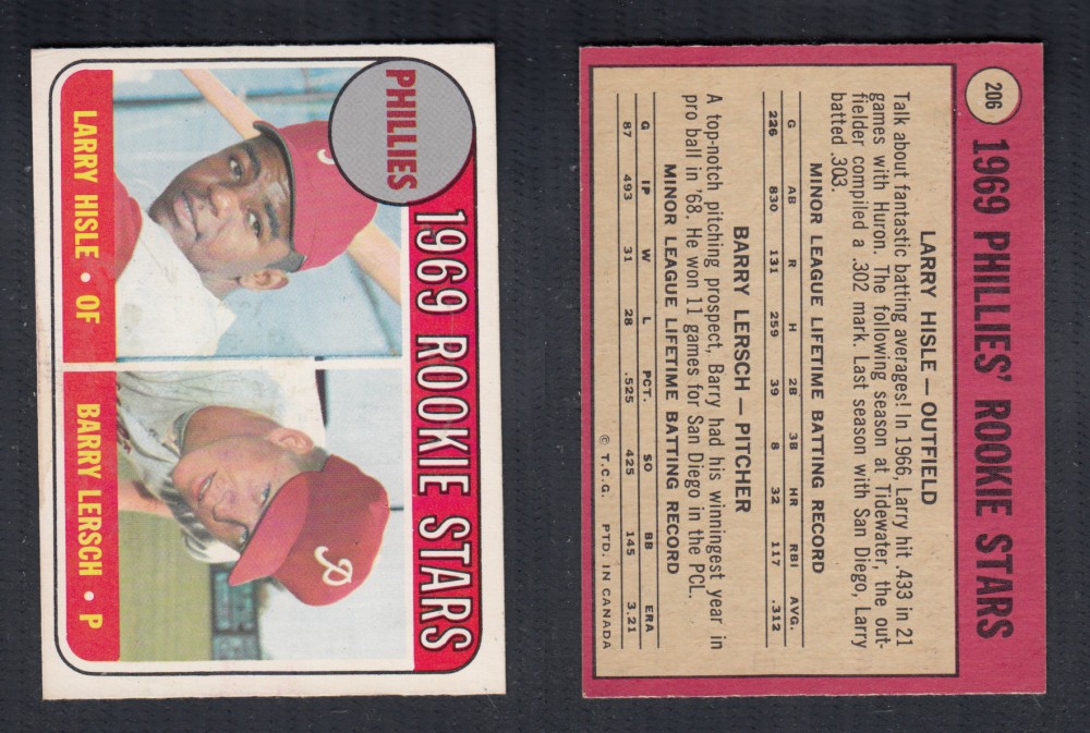 1969 O-PEE-CHEE BASEBALL CARD #206 PHILLIES' ROOKIE STARS photo