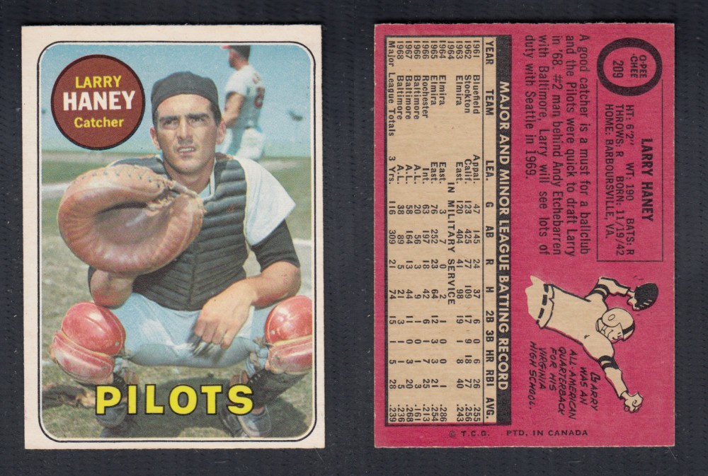 1969 O-PEE-CHEE BASEBALL CARD #209 L. HANEY photo