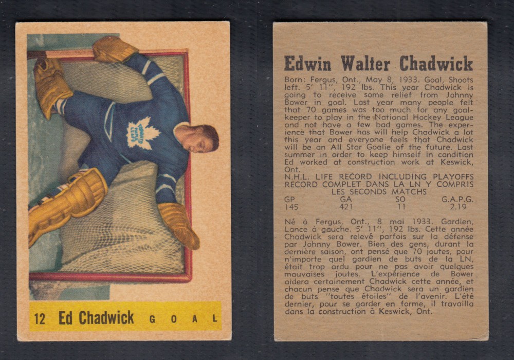 1958-59 PARKHURST HOCKEY CARD #12 E. CHADWICK photo