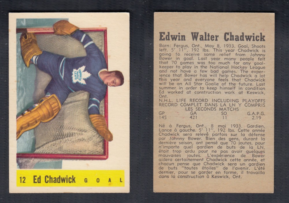 1958-59 PARKHURST HOCKEY CARD #12 E. CHADWICK photo
