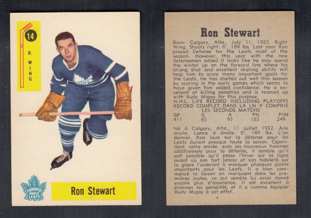 1958-59 PARKHURST HOCKEY CARD #14 R. STEWART photo