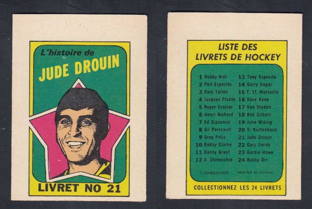 1971-72 O-PEE-CHEE STORY BOOKLET FRENCH #21 J. DROUIN photo