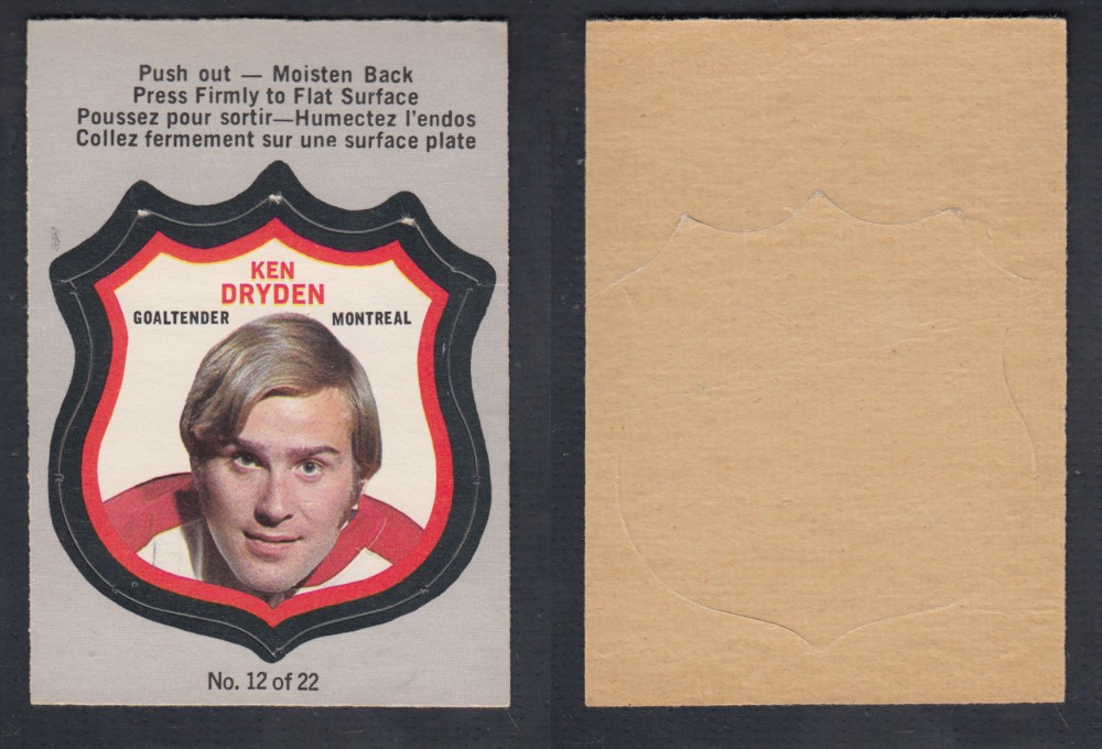 1972-73 O-PEE-CHEE PLAYER CREST #12 K. DRYDEN photo