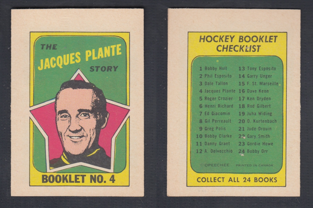 1971-72 O-PEE-CHEE STORY BOOKLET #4 J. PLANTE photo